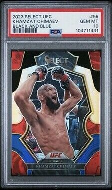💥 POP 1 PSA 10 GEM MINT 2023 Select UFC Khamzat Chimaev Black & Blue Prizm /49